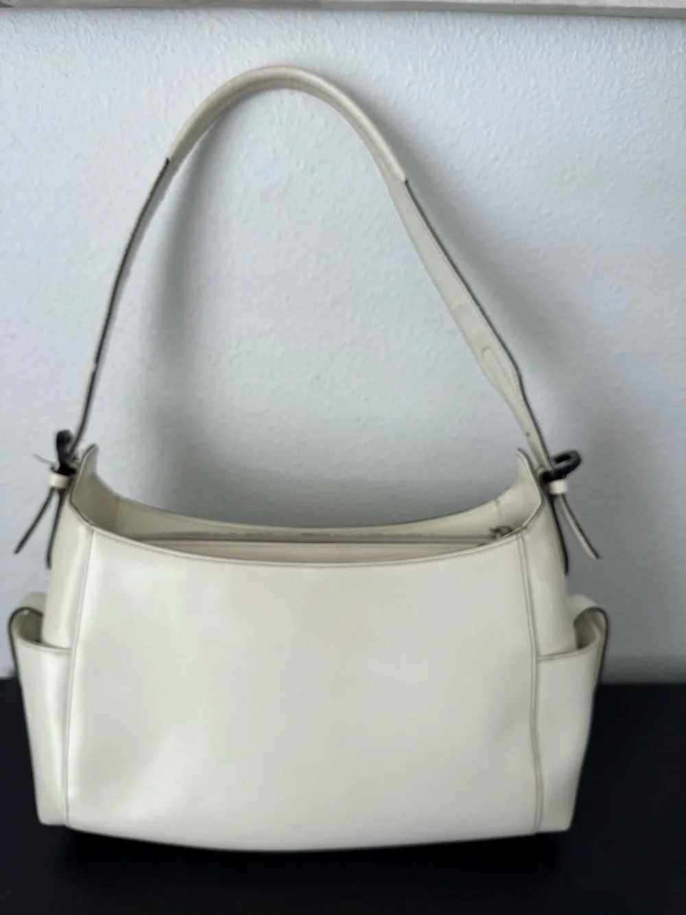 Vintage Braun Buffel German Luxury Ivory Leather Shoulder Bag Hobo